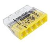 Borne à levier WAGO pour tous types de conducteur - 5 x 0,5 à 2,5mm² - Transparent/jaune - 100 pièces - 2273-205 Transparent G