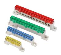 Borne de barre omnibus à fil zéro, trou 3-10 avec couvercle | Pont de barre de cuivre moulu antipoussière for boîte de distribution(3Pin-blue)