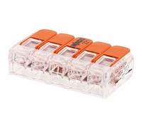 Borne de connexion rapide - WAGO - 5 entrées - Avec levier - 0.2 à 4mm² max - Lot de 5