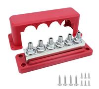 Borne de Distribution Électrique Automobile Bloc de Raccordement 10 Mm 6 Bornes avec Plaque de Base et Ouvertures de Couvercle Matériau Résistant, Rouge