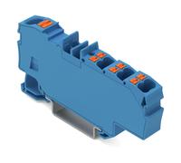 Borne de distribution WAGO avec bouton de commande, Ex e II Ex i bleue, 12 pièces
