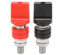 Borne de liaison en laiton de 4 mm, filetage M10 |Borne à courant élevé 100 A pour distribution/solaire/camping-car |Paquet de 2 rouges et noirs avec capuchon plat à douille