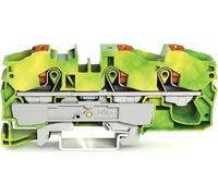 Borne de protection à 3 fils Wago avec poussoir 16 mm², vert-jaune, 1 pièce.
