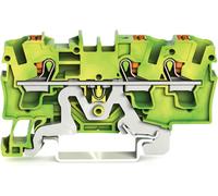 Borne de protection à 3 fils Wago avec poussoir 4 mm², vert-jaune, 1 pièce.
