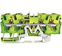 Borne de protection à 4 conducteurs Wago avec poussoir 4 mm², vert-jaune, 1 pièce.