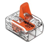 Borne de raccordement orange avec levier 2 fils Wago 221-412