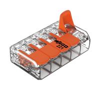 Borne de raccordement orange avec levier 5 fils Wago 221-415