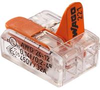 Borne de raccordement WAGO 221-412/996-016 flexible: 0.14-4 mm² rigide: 0.2-4 mm² Nombre de pôles: 2 transparent, orange