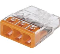 Borne de raccordement WAGO 2273-203-1 flexible: - rigide: 0.5-2.5 mm² Nombre de pôles: 3 transparent, orange