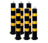 Borne de sécurité Amovible avec Manchon d'encastrement - Poteau en Acier Jaune avec boulons d'ancrage et Serrure for Parking, entrepôt, contrôle du trafic(6pcs,H*50cm)