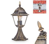 Borne d'éclairage extérieur Naofe, borne d'éclairage en métal/verre brun-doré/clair, borne d'éclairage, 40 cm IP44, 1 x E27, ampoule(s) non incluse(s)