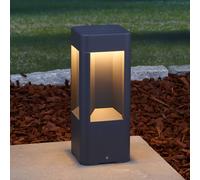 Borne extérieur LED ANNIKA Lucande, noir, Aluminium, Moderne, Borne Eclairage Exterieur