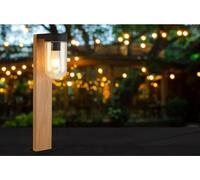 Borne extérieure CABAR BRILLIANT, Métal et verre bois foncé et noir, IP44, E27 1x40W, H55xP16xL10cm