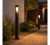 Borne extérieure LED 6W, modèle colonne, couleur noire, indice de protection IP65, hauteur 80 cm, lumière blanc chaud (2300K - 3500K)