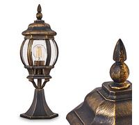 Borne extérieure Lentua, potelet vintage en aluminium moulé brun/or de 50 cm de haut, luminaire de jardin pour une ampoule E27, ampoule(s) non incluse(s), IP44