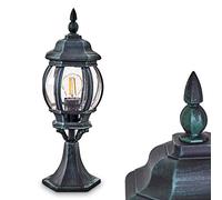 Borne extérieure Lentua, potelet vintage en aluminium moulé vert/noir de 50 cm de haut, luminaire de jardin pour une ampoule E27, ampoule(s) non incluse(s), IP44