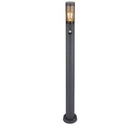 Borne lumineuse à détecteur de mouvement à LED pour l'extérieur des lampes de jardin anthracite IP44, lampadaire patio balcon, acier inoxydable couleur fumée, 7W 806 lm blanc chaud, DxH 12,7x110cm