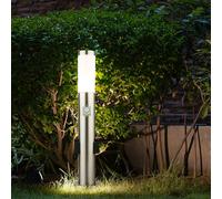 Lampe LED pour socle avec prise de courant Lampe d'allée extérieure avec détecteur de mouvement Lampe LED pour borne de jardin Acier inoxydable, 1x9W 810lm 3000K, DxH 7,6x 60 cm