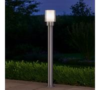 Lampes de jardin extérieur argent lampe d'extérieur lampadaire éclairage de chemin extérieur moderne, acier inoxydable métal blanc clair, IP54, 1x E27, DxH 12x80 cm Wofi 12232