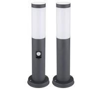Borne lumineuse avec détecteur de mouvement lampadaire d'extérieur lampadaire de jardin acier inoxydable, anthracite, 1x E27, DxH 12,7x45 cm, lot de 2