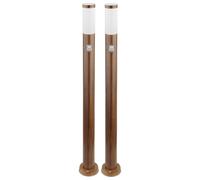 Borne lumineuse avec détecteur de mouvement lampe d'extérieur lampadaire IP44 lampe de jardin aspect bois, résistant aux acier inoxydable brun opale, 1x douille E27, DxH 12,7x110cm