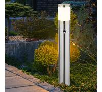Borne lumineuse avec détecteur de mouvement Outdoor Eclairage extérieur Lampadaire de jardin Lampadaire détecteur de mouvement, acier inoxydable argenté, douille E27, DxH 14x80 cm