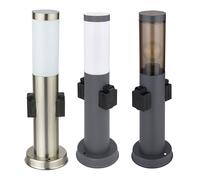 Borne lumineuse avec douilles Lampe de chemin d'accès à LED lampadaire d'extérieur en acier inoxydable, 2x douilles étanche IP44, fumée opale, LED 7W 806Lm blanc chaud Anthrazit