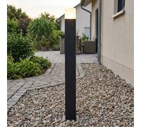 Borne lumineuse carrée LED IP44 50 cm de haut Noir Blanc Lumière blanche chaude 3000 K 900 lm Lampe d'extérieur moderne Lampadaire de jardin