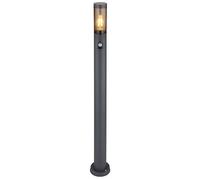 Borne lumineuse détecteur de mouvement éclairage extérieur lampes de jardin anthracite IP44, lampadaire patio balcon, acier inoxydable couleur fumée, 1x douille E27, DxH 12,7x110cm