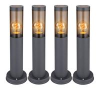Borne lumineuse d'extérieur, borne lumineuse d'extérieur, lampes de jardin anthracite, lampadaire balcon, acier inoxydable fumé, 1x douille E27, DxH 7,6x45cm, lot de 4