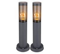 Borne lumineuse d'extérieur, borne lumineuse d'extérieur, lampes de jardin anthracite, lampadaire balcon, acier inoxydable fumé, 1x douille E27, DxH 7,6x45cm, lot de 2