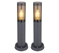 Borne lumineuse d'extérieur, borne lumineuse d'extérieur, lampes de jardin anthracite, lampadaire balcon, acier inoxydable fumé, 1x douille E27, DxH 7,6x45cm, lot de 2
