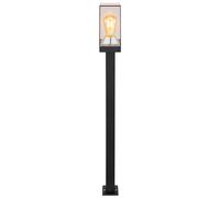 Borne lumineuse E27 éclairage de chemin extérieur noir Eclairage extérieur sur pied de jardin, aluminium moulé sous pression plastique transparent, 1x E27, LxlxH 10x10x100 cm