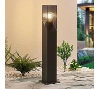 Borne lumineuse extérieur Fiola Lucande, dimmable, noir, Aluminium, Moderne, Luminaire extérieur