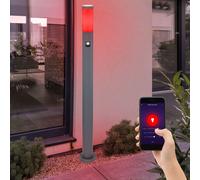 Lampe sur pied d'extérieur pour maison intelligente, détecteur de mouvement, lampe de jardin, gradateur, contrôlable par le langage de l'application dans un ensemble comprenant des lampes LED RVB