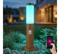 Borne Lumineuse Extérieure Lampadaire Smart RGB LED App Optique Bois Mouvement