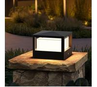 Borne lumineuse extérieure - Nosheir - LED 15W - IP65 étanche - Blanc chaud 3000K - Dimensions 15.5x15.5x15cm