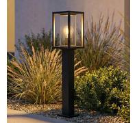 Borne lumineuse Ferda Lucande, dimmable, noir, Aluminium, Moderne, Luminaire extérieur
