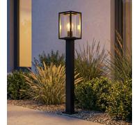 Borne lumineuse Ferda Lucande, dimmable, noir, Aluminium, Moderne, Luminaire extérieur