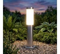 Borne Lumineuse Lampadaire Jardin Inox Argent Résistant aux Intempéries E27