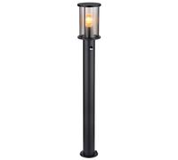 Borne lumineuse, lampadaire, lampe de jardin, lampe d'extérieur, acier inoxydable, verre, détecteur de mouvement, fumée noire, 1xE27, DxH: 14,3x100cm