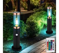 Borne lumineuse dimmable avec télécommande Lampadaire d'extérieur à LED avec détecteur de mouvement, changement de couleur RVB, plastique en acier inoxydable, 8,5W 806lm, DxH 7,6x45 cm, lot de 2