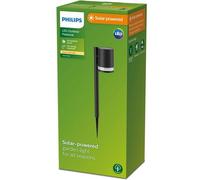 Borne Lumineuse Solaire, Philips Fyce, Poteau Noir, Lampe de Jardin à Broche