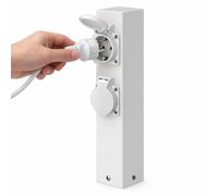 Borne Prise Extérieur, Colonne Prise Extérieure, Prise de Jardin Étanche | À Double Prise, Acier Inoxydable, Couvercles de Protection, 30 cm(White)
