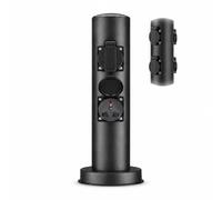 Borne Prise Extérieur, Prise De Jardin Étanche IP44 à 4 Prises | Poteau en Acier Inoxydable 304 Noir, Alimentation Électrique Extérieure pour Jardin, Terrasse et Pelouse