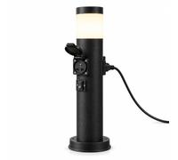 Borne Prise Extérieur, Prise de Jardin Étanche IP44 | Colonne Prise Extérieure en Acier Inoxydable 304, Double Accès Électrique, Noir