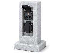 Borne Prise Extérieur, Prise de Jardin Étanche IP44 | Colonne Prise Extérieure en Résine PE Imitation Pierre pour Jardin et Terrasse