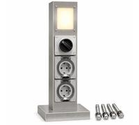 Borne Prise Extérieur, Prise de Jardin Étanche, Prise Électrique Extérieure | Colonne Prise Extérieure, Acier Inoxydable 304, IP66, 2 Prises(Silver)