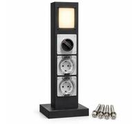 Borne Prise Extérieur, Prise de Jardin Étanche, Prise Électrique Extérieure | Colonne Prise Extérieure, Acier Inoxydable 304, IP66, 2 Prises(Black)