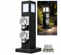 Borne Prise Extérieur, Prise Jardin Étanche, Acier Inoxydable | Acier Inoxydable 304, Protection IP66, 1 ou 2 Prises, Éclairage LED Intégré pour Jardin et Terrasse(60cm/24in)